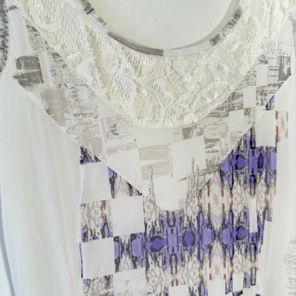 Save the Queen White Maxi Dress Mixed Media Lace Geometric Floral Fairy Y2K M - Picture 3 of 15